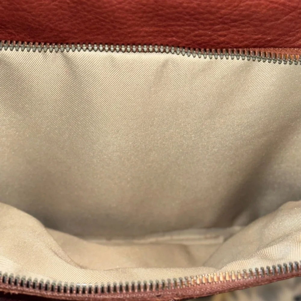 American Leather Co Genuine Leather Backpack Cognac Burgundy Multi Pocket EUC